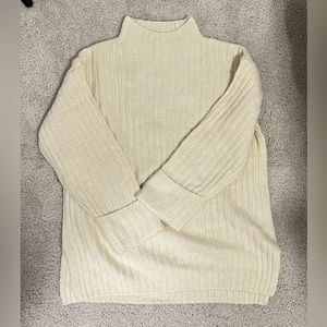 NWT Cozy Ivory Women’s Mock Neck Tunic Sweater with Cuffed sleeves